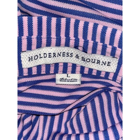 Holderness & Bourne Men’s Large Striped Golf Polo Turtle Bay Golf Club Logo - Picture 7 of 8